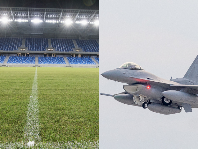 prelet, stíhačky, F-16, Národný futbalový štadión
