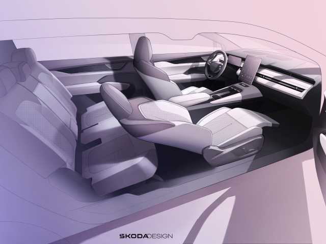 Škoda Peaq - skice interiréru 2026