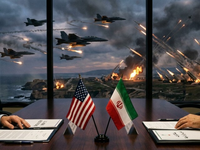 USA a Irán za rokovacím stolom - obrázok vytvorený AI