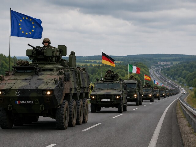 Vojenská kolóna EÚ - obrázok vytvorený AI