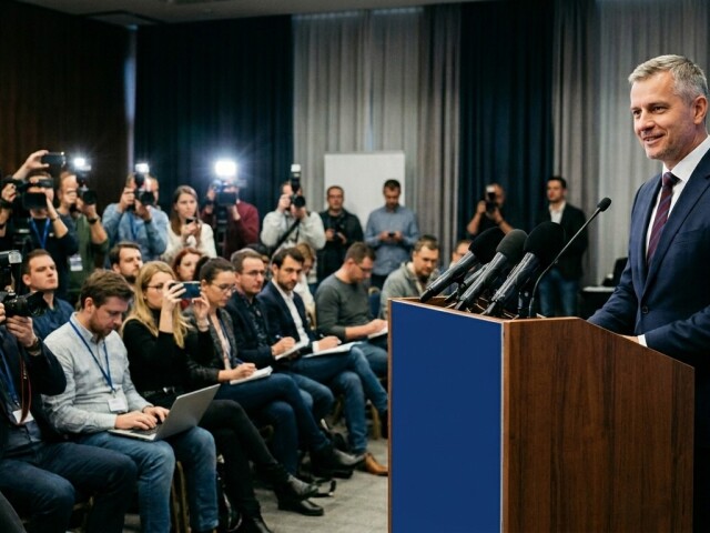 Tlačová konferencia - obrázok vytvorený AI