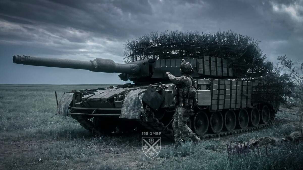 Ukrajinský tank, Leopard 2A4, vojna, ochrana proti dronom 