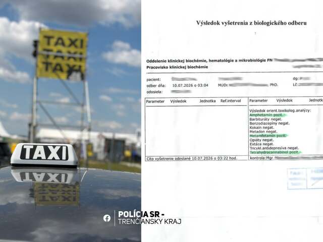 Polícia odhalila taxikára pod vplyvom drog, viezol ľudí na Pohodu