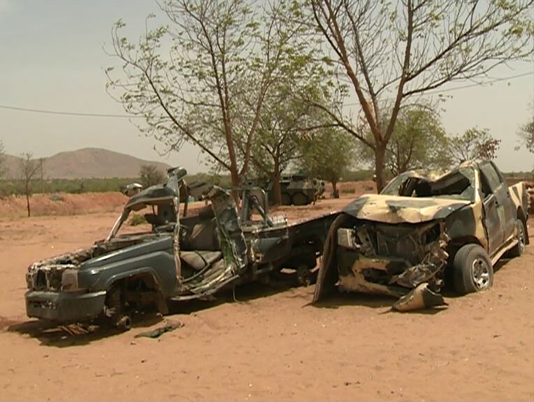 Zničené automobily Boko Haram v decembri 2018