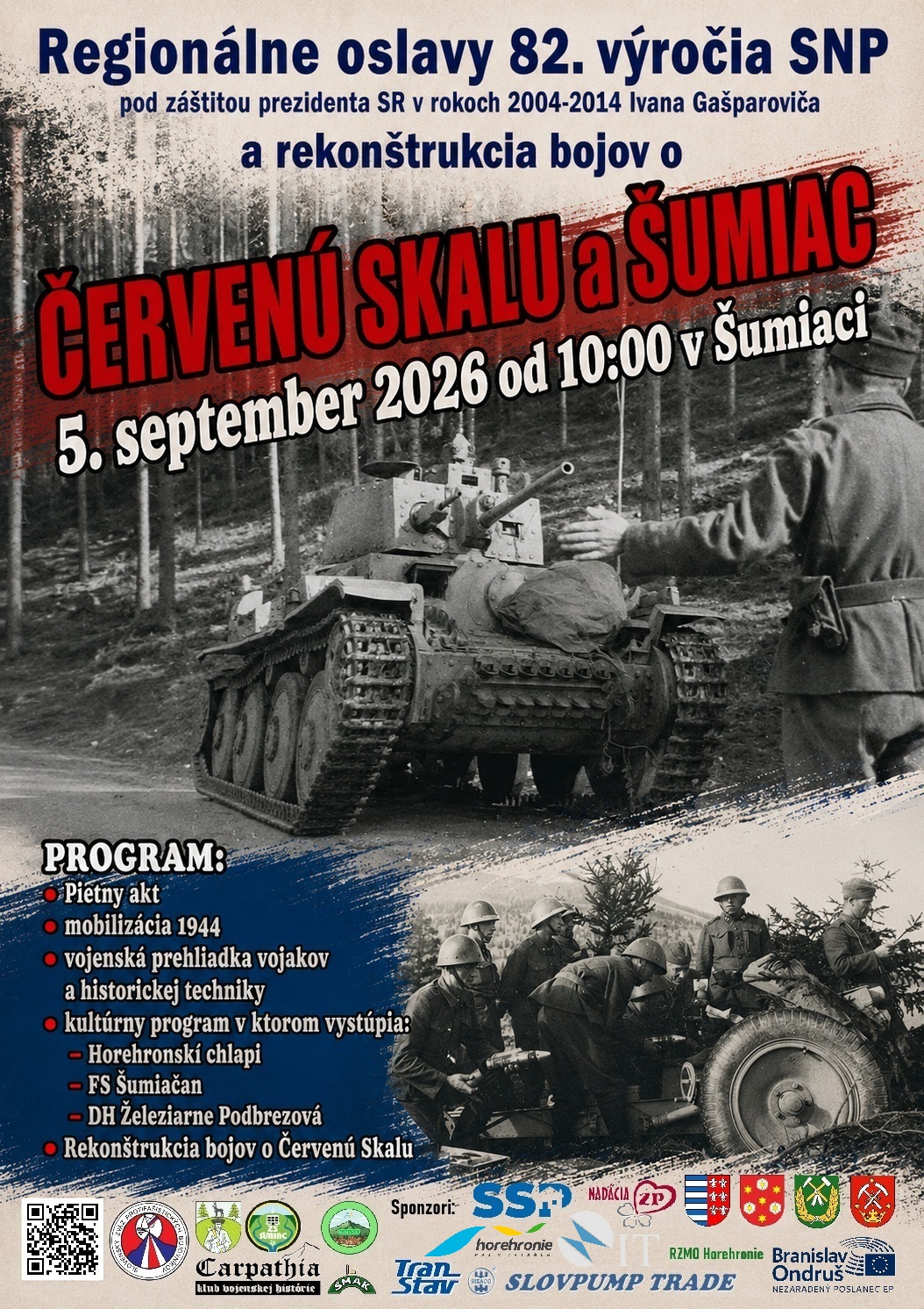 Regionálne oslavy 82. výročia SNP na Šumiaci. Tentokrát aj s rekonštrukciou bojov pod taktovkou KVH Carpathia a odborným garantom, členom SZPB, historikom Marcelom Maniakom.