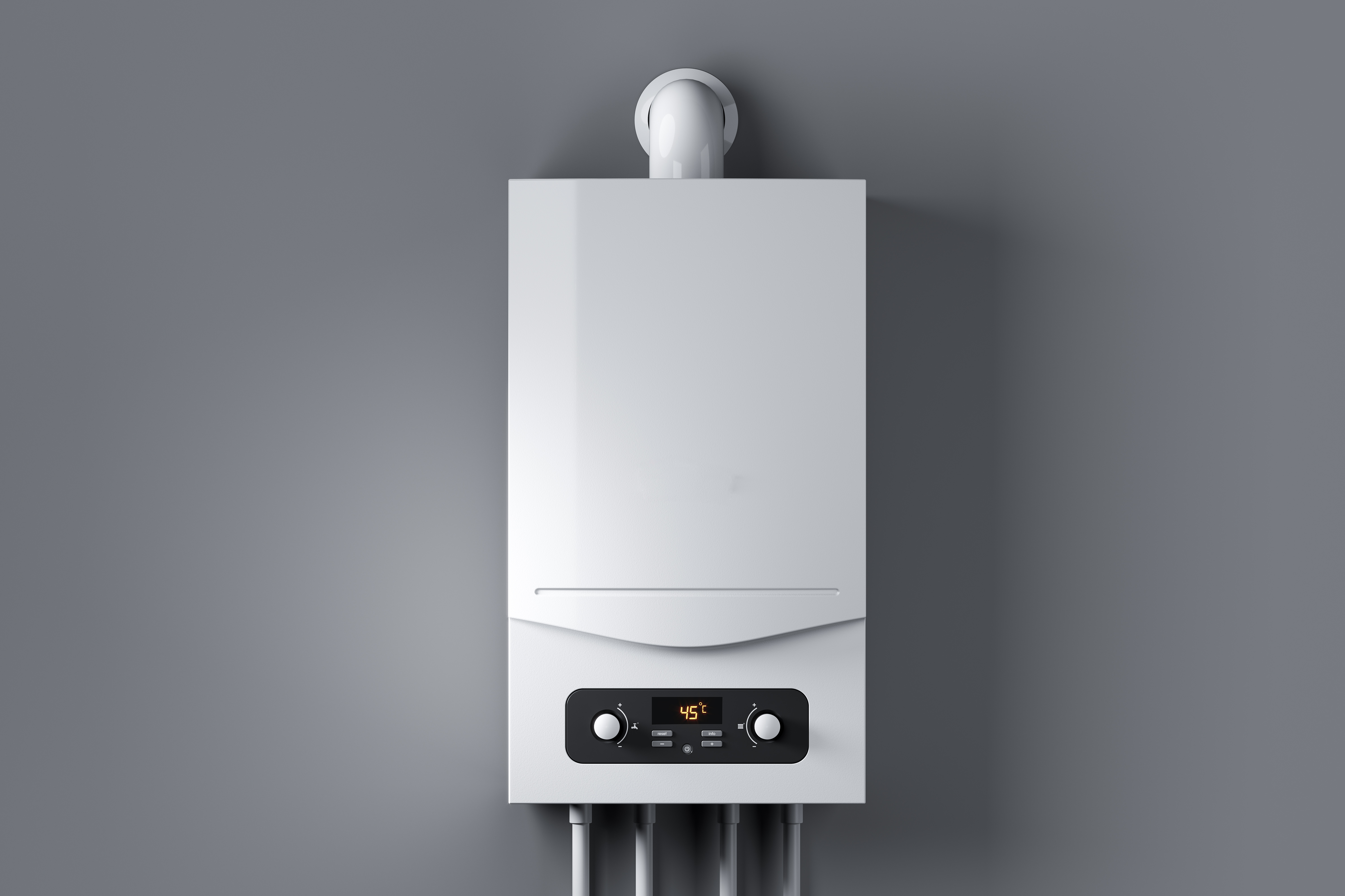 Gas water boiler on wall. 3d render