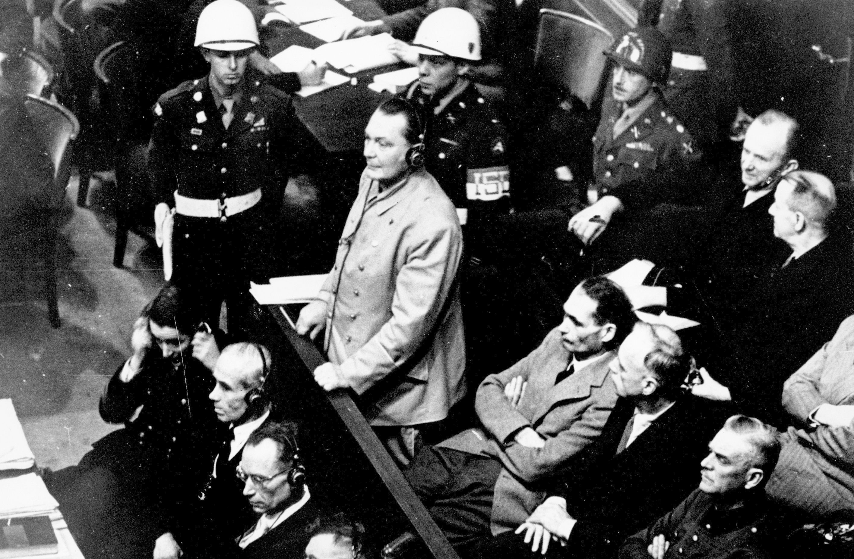 Hermann Göring na snímke z novembra 1945 na norimberskom procese.